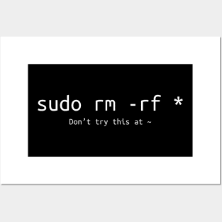 Don't try this at home Linux super user command sudo rm -rf * Posters and Art